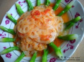 菜心拌茄汁嫩藕片